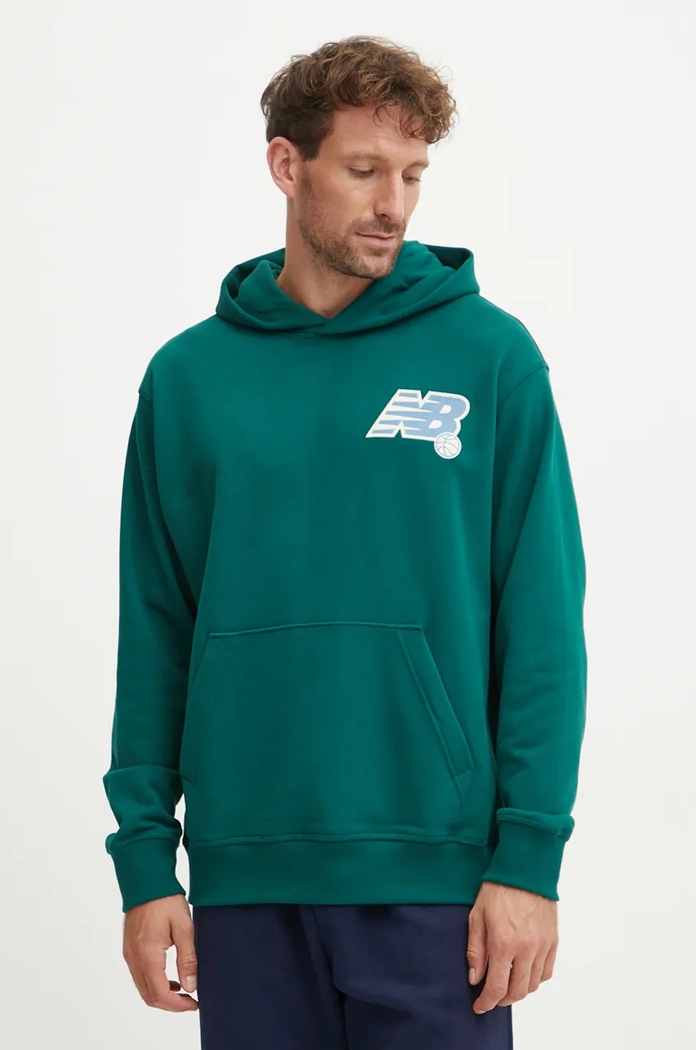 New Balance Bluza bawełniana zielony MT43563MHN