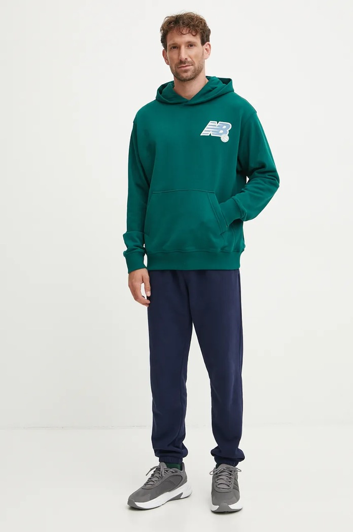New Balance Bluza bawełniana MT43563MHN zielony AW24