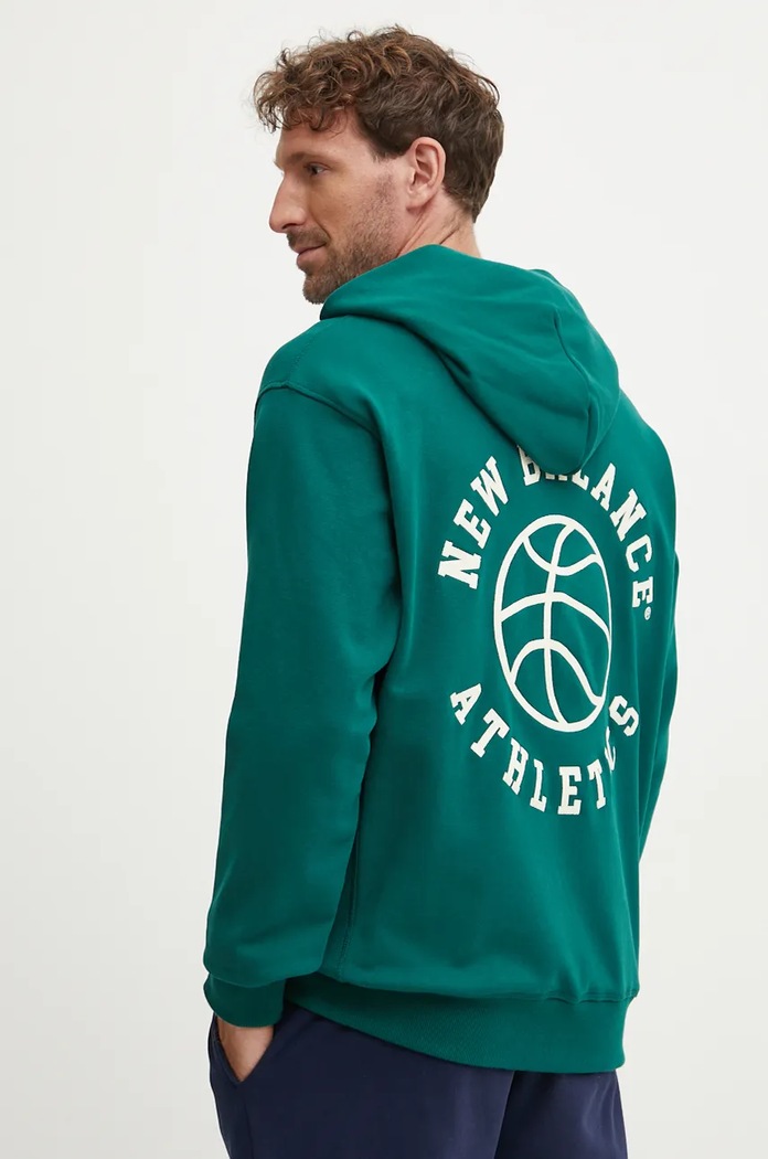 Odzież New Balance Bluza bawełniana MT43563MHN zielony