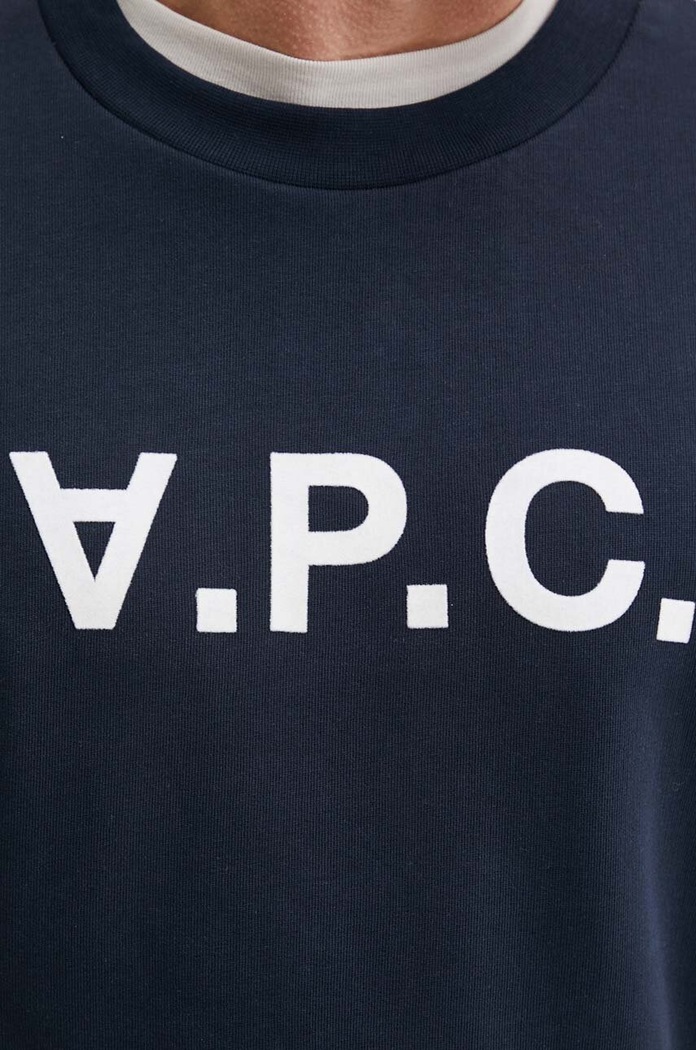 Bombažen pulover A.P.C. sweat standard grand vpc GOTS COHBN.M27907 mornarsko modra