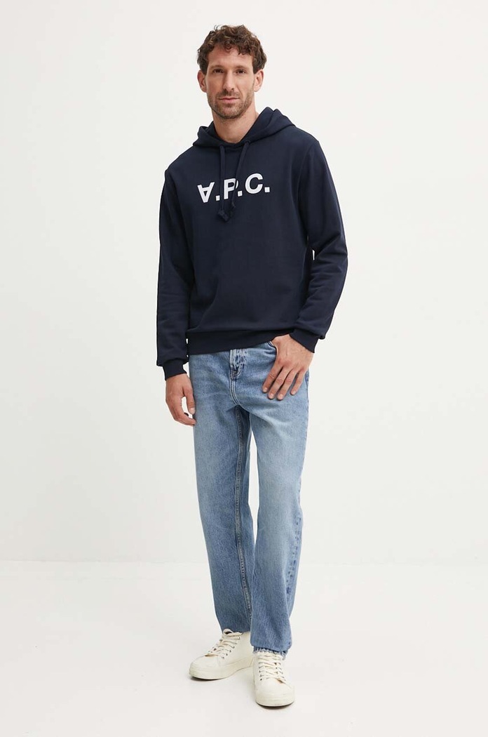 A.P.C. bluza bawełniana hoodie standard grand vpc GOTS COHBN.M27908 granatowy AW24