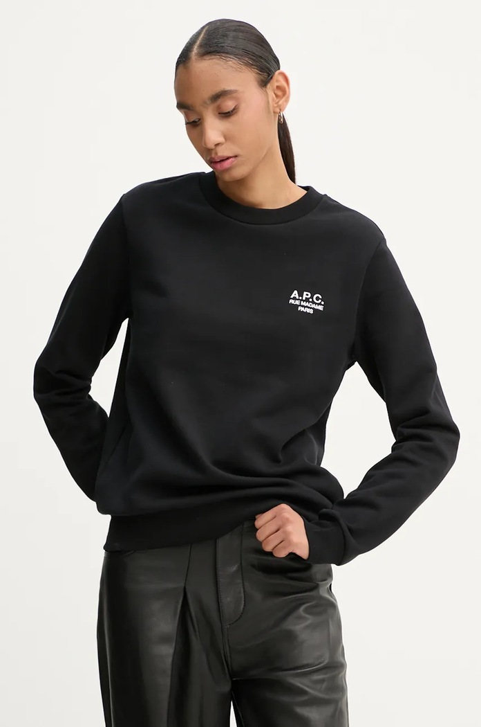 Μπλούζα A.P.C. standard rue madame GOTS απλικέ μαύρο COHBV.M27913