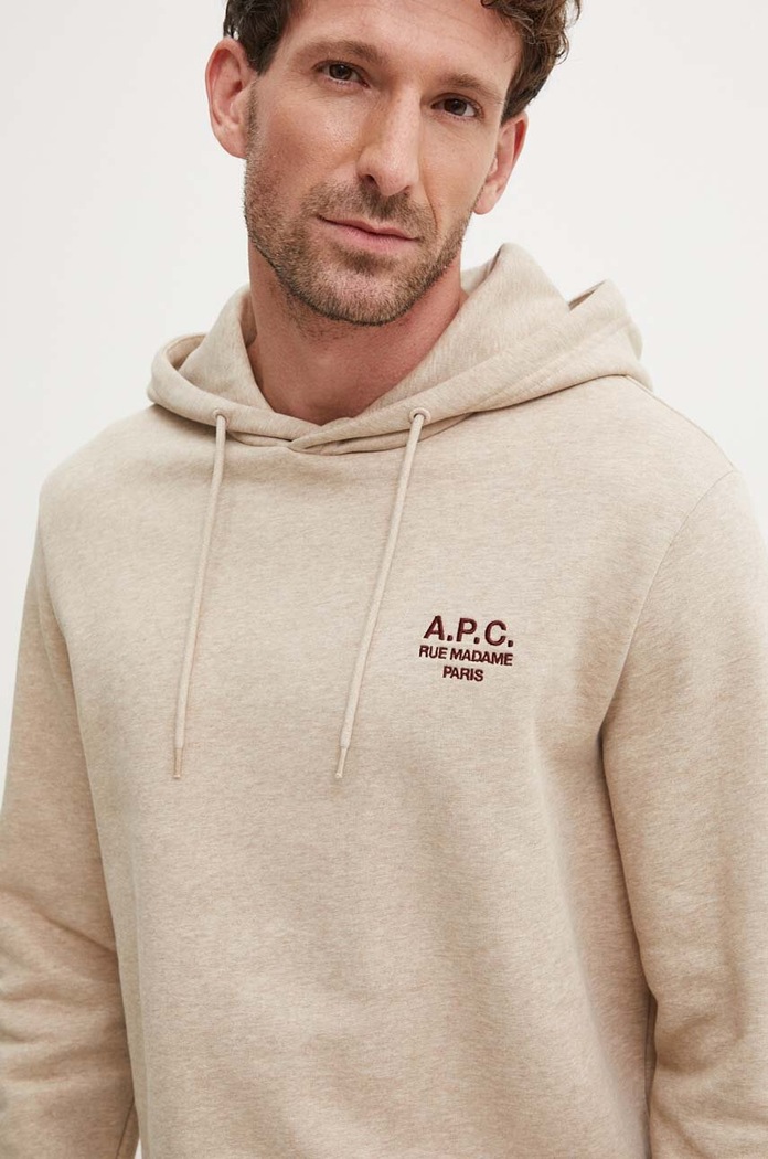 Mikina A.P.C. hoodie standard rue madame GOTS béžová COHBV.M27914