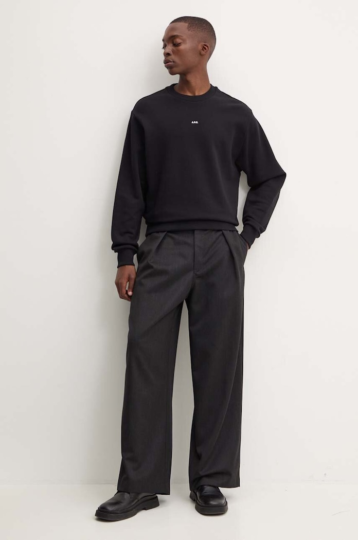 A.P.C. pamut melegítőfelső sweat boxy micro logo GOTS COHBX.H27910 fekete AW24
