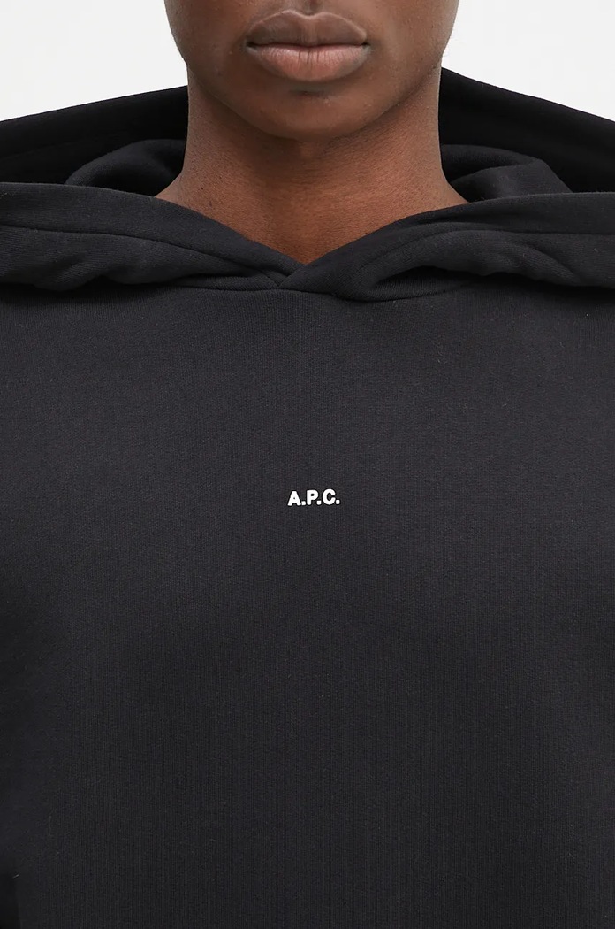 A.P.C. bluza bawełniana hoodie boxy micro logo GOTS czarny COHBX.H27911