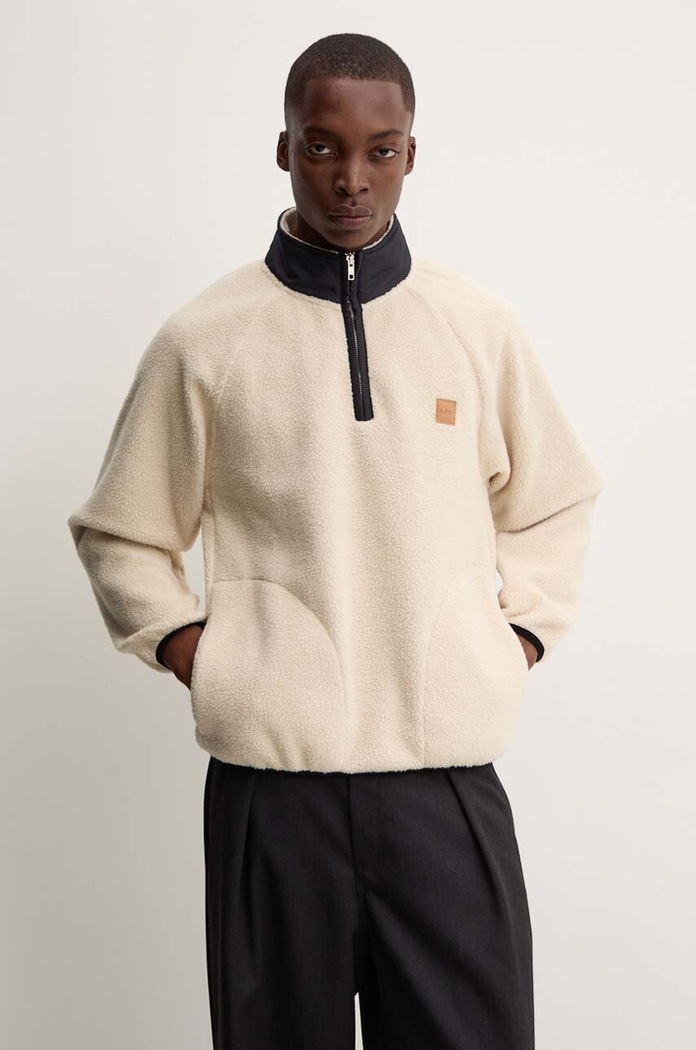 Dukserica od flisa A.P.C. sweat island bez uzorka bež PSAIF.M27845