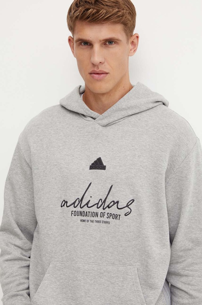 adidas bluza bawełniana Brand Love szary IX1316