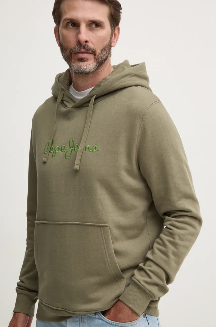 Pepe Jeans bluza bawełniana NEW JOE HOODIE z kapturem zielony PM582716