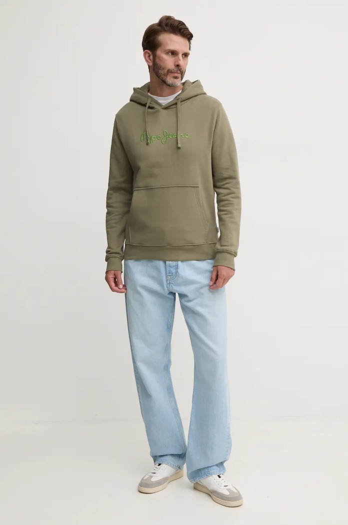 Pepe Jeans bluza bawełniana NEW JOE HOODIE PM582716 zielony AW24