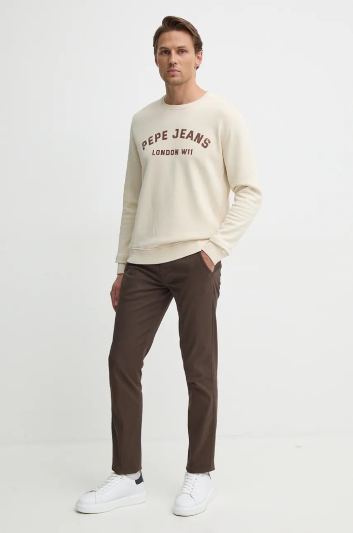 Pepe Jeans hanorac de bumbac ALDRIDGE CREW PM582738 bej AW24