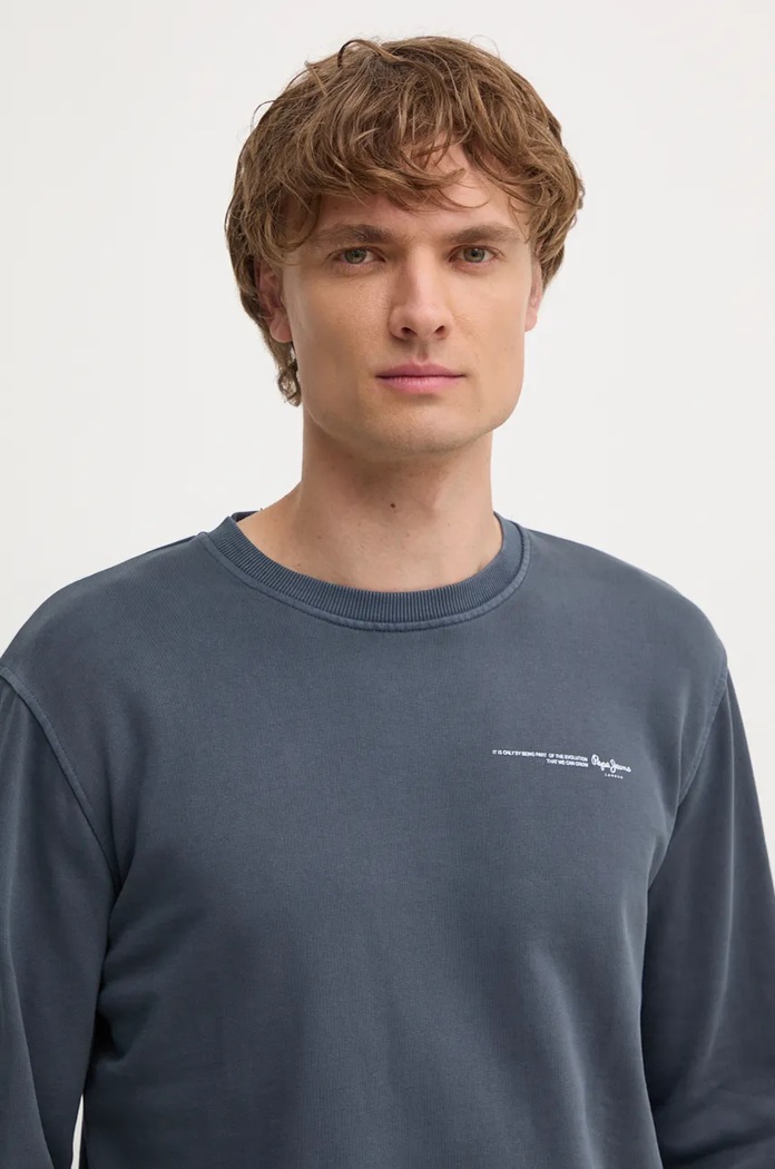 Pepe Jeans bluza bawełniana DAVY CREW szary PM582740