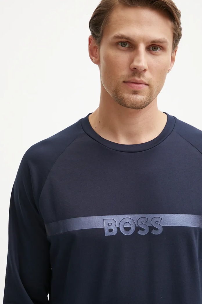 BOSS bluza bawełniana granatowy 50527429