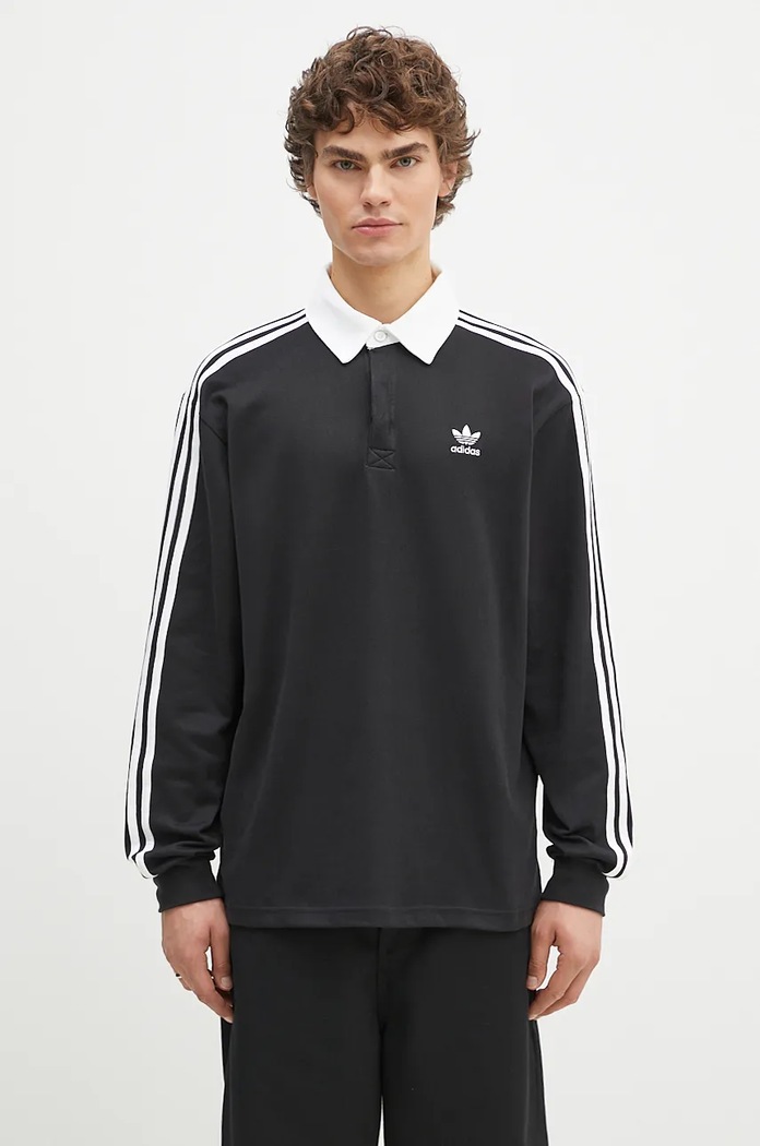 adidas Originals cotton longsleeve top Adicolor relaxed black IZ4806