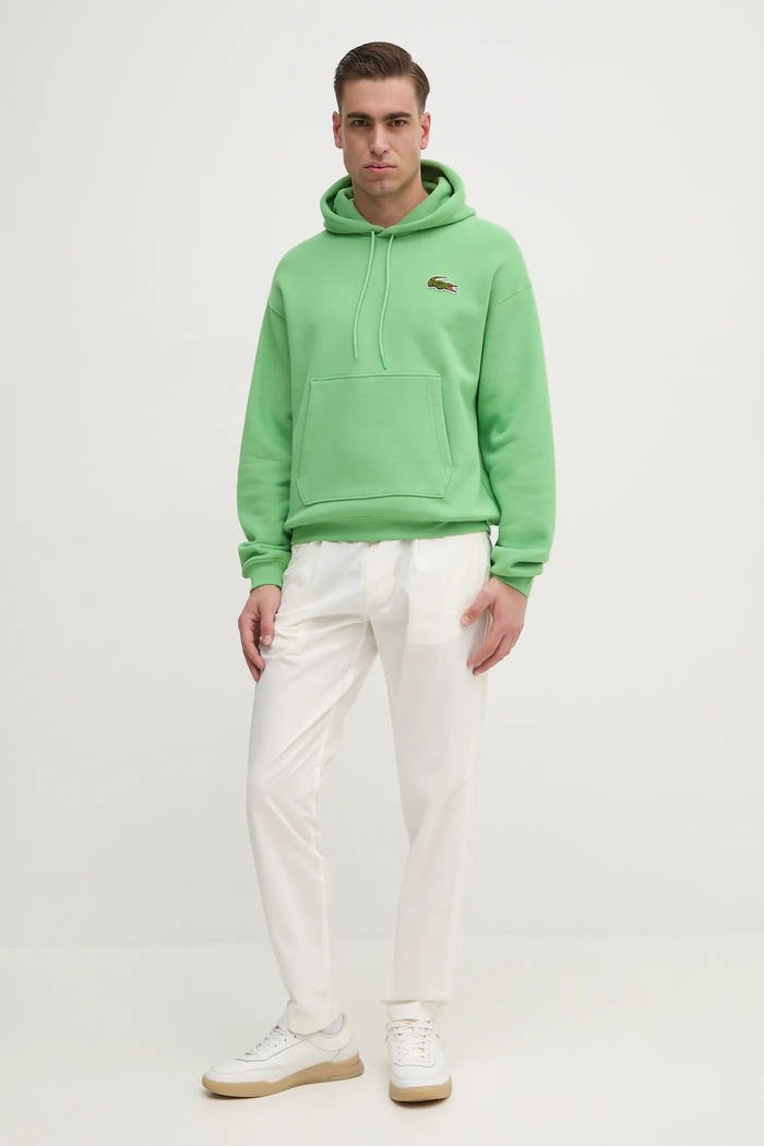 Bavlněná mikina Lacoste SH2754 zelená SS25