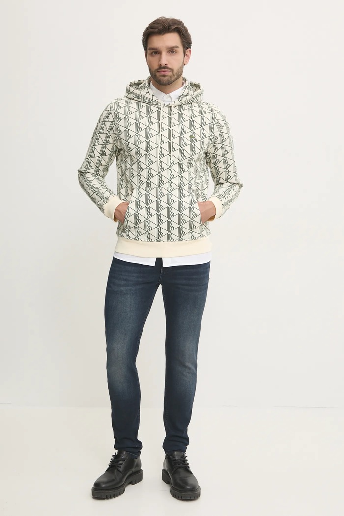 Βαμβακερή μπλούζα Lacoste SH2855 μπεζ AW24