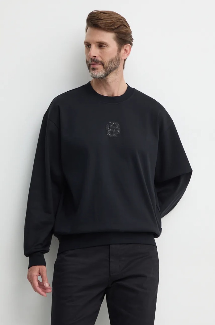 BOSS bluza bawełniana aplikacja czarny 50527667