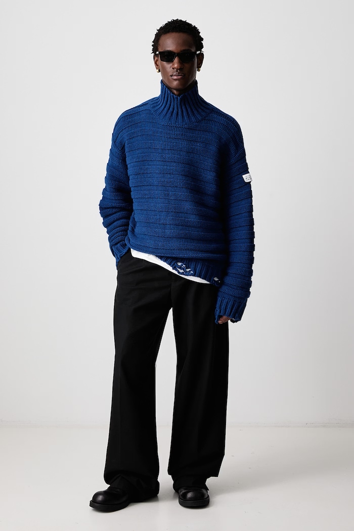 MM6 Maison Margiela Golf męski z wełną SH0HA0004.M13040 niebieski AW24