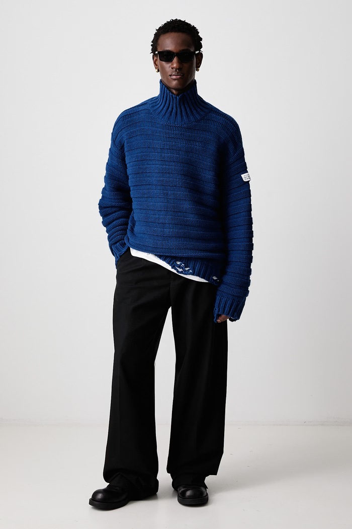 MM6 Maison Margiela Golf męski z wełną SH0HA0004.M13040 niebieski AW24