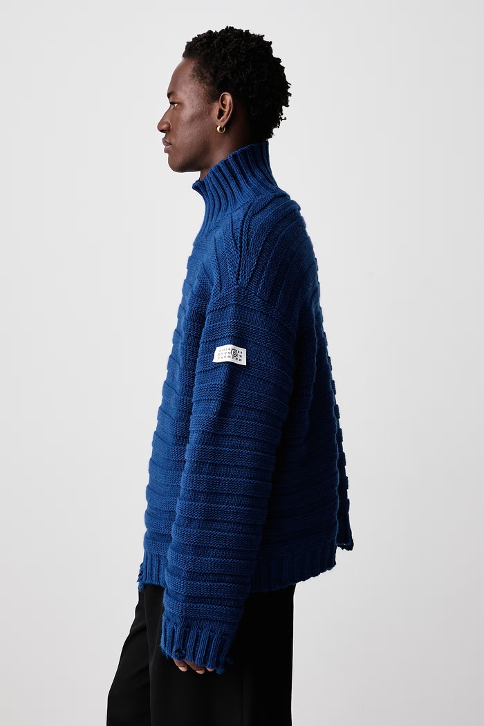 Golf męski z wełną MM6 Maison Margiela SH0HA0004.M13040 niebieski