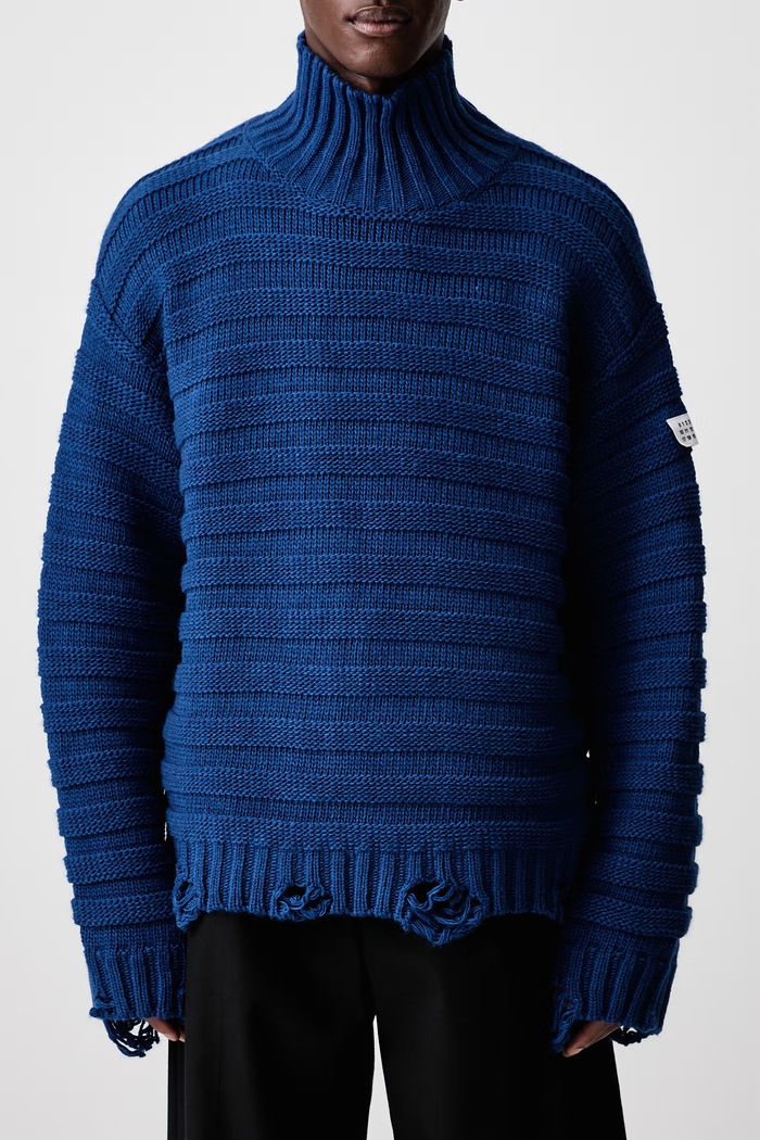 Golf męski z wełną MM6 Maison Margiela niebieski SH0HA0004.M13040