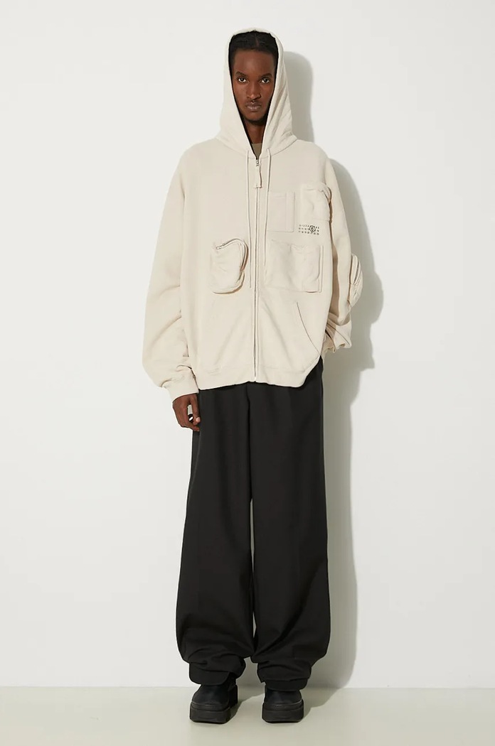 Bavlněná mikina MM6 Maison Margiela SH0HG0003.M25003 béžová
