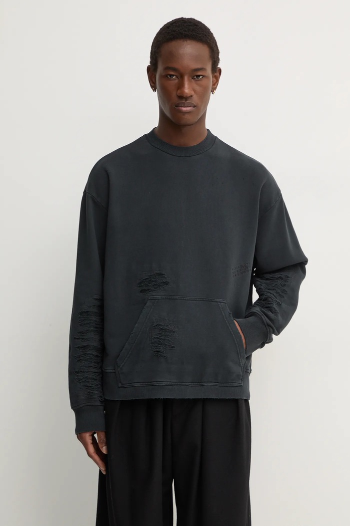 Bavlněná mikina MM6 Maison Margiela bez kapuce černá SH2GU0010.M25004