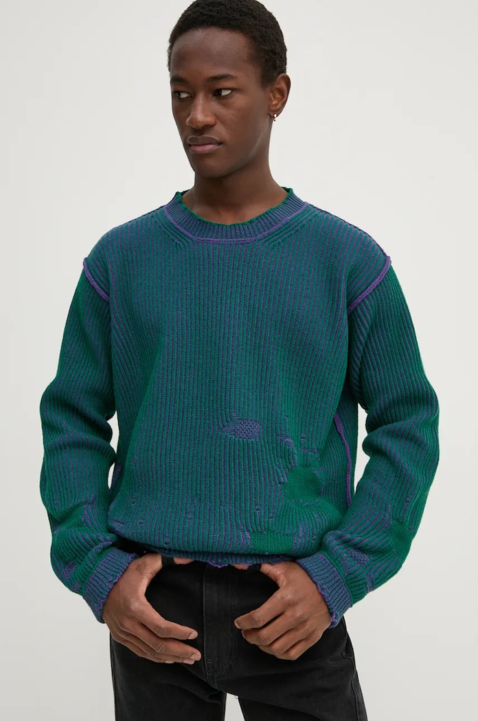 MM6 Maison Margiela sweter wełniany SH2HL0013.M13076 fioletowy AW24