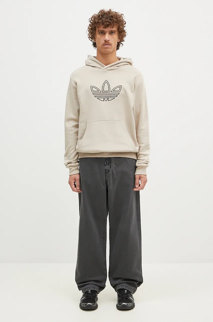 adidas Originals cotton sweatshirt Outline Hoodie JJ1505 beige