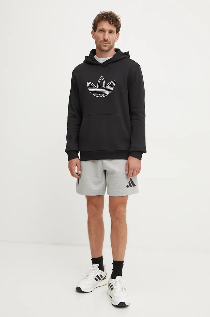 adidas Originals hanorac de bumbac Outline Hoodie JJ1506 negru AW24