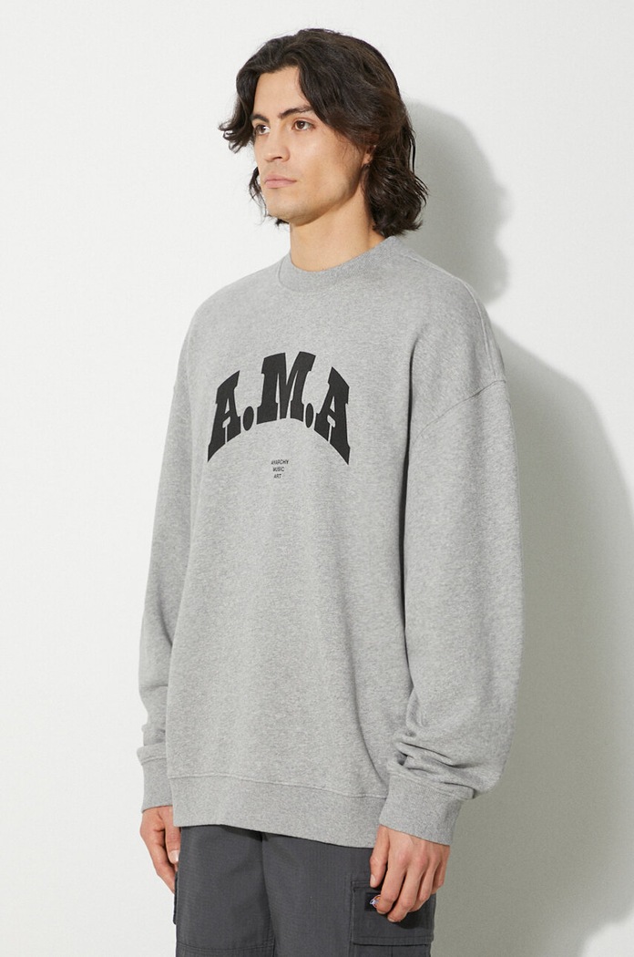 Pamučna dukserica Marcelo Burlon Ama Comfort Crewneck siva CMBA097F24FLE0030810