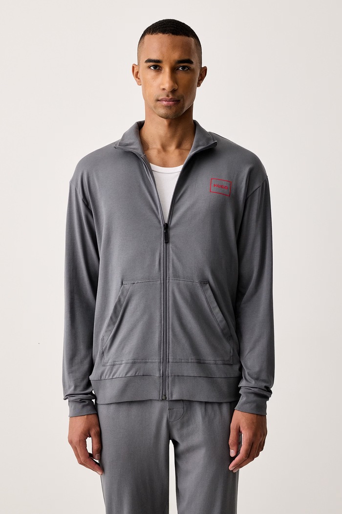 HUGO Dukserica loungewear muška od pamuka s elastanom Laze Zip Jacket siva 50525245