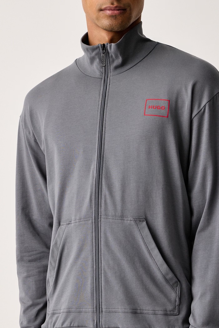Dukserica loungewear muška od pamuka s elastanom Laze Zip Jacket HUGO 50525245 siva