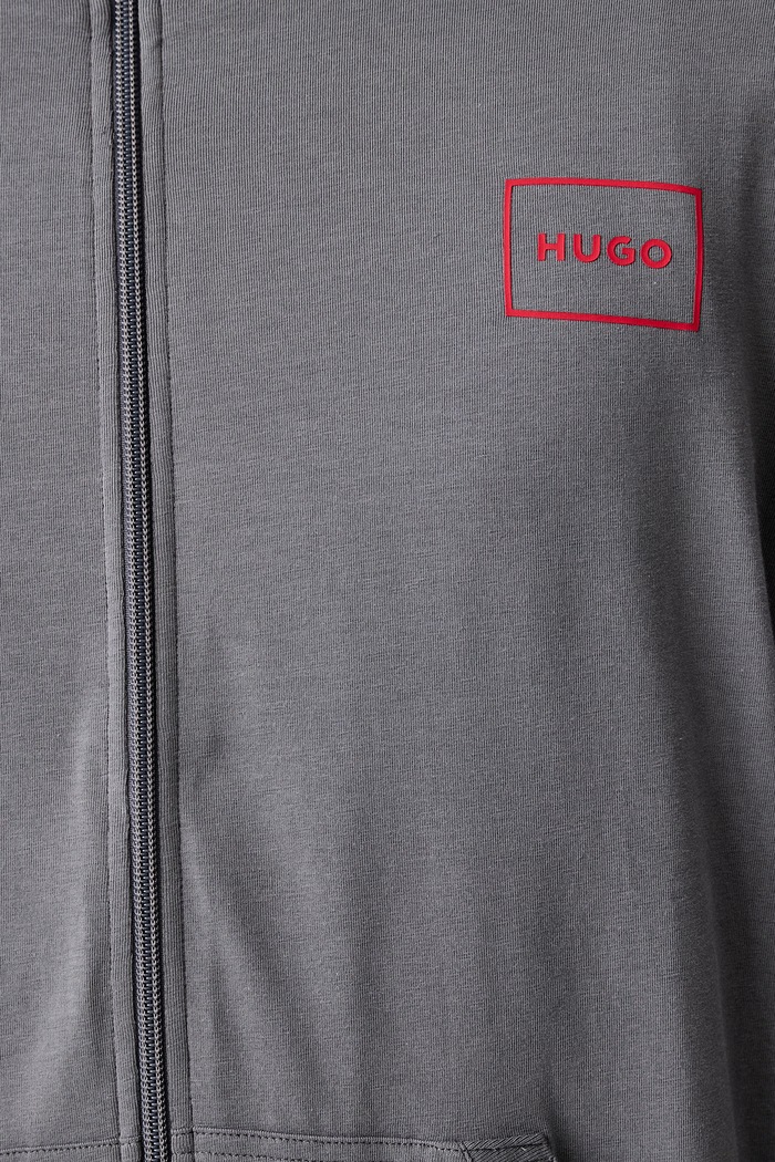 Dukserica loungewear muška od pamuka s elastanom Laze Zip Jacket HUGO siva 50525245