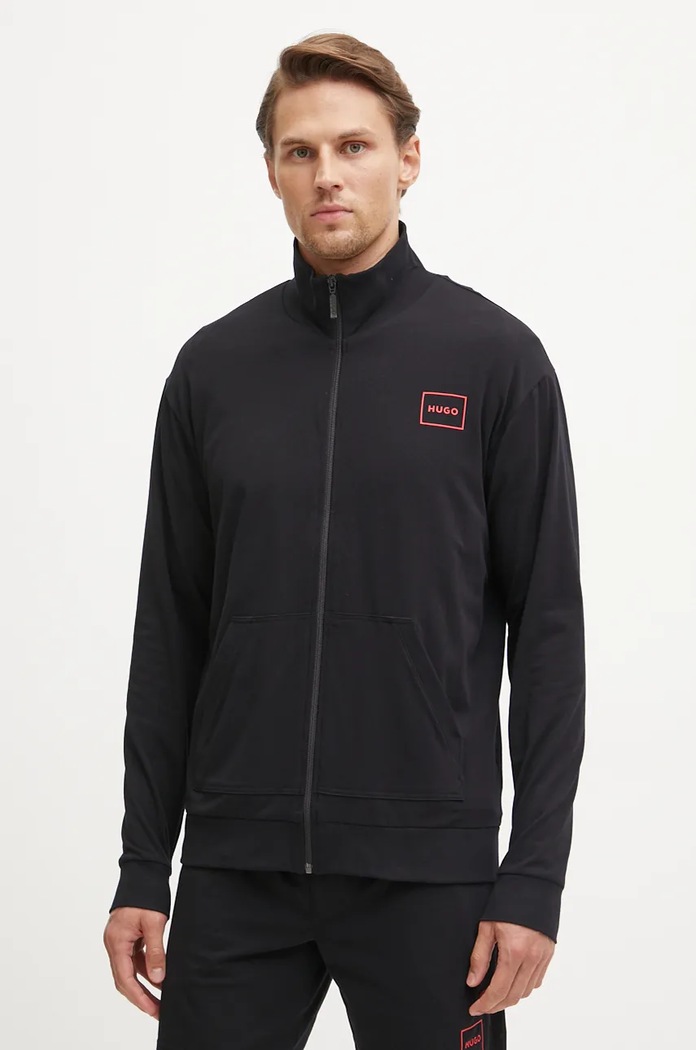 Кофта HUGO Laze Zip Jacket бавовна чорний 50525245