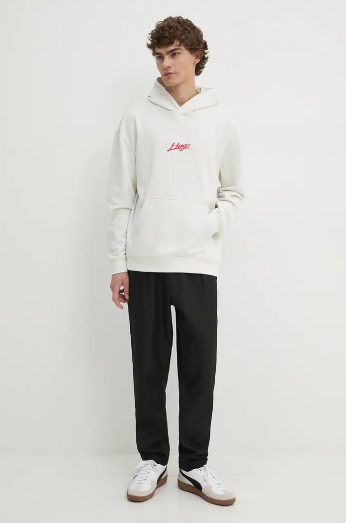 HUGO bluza bawełniana 50521070 beżowy AW24