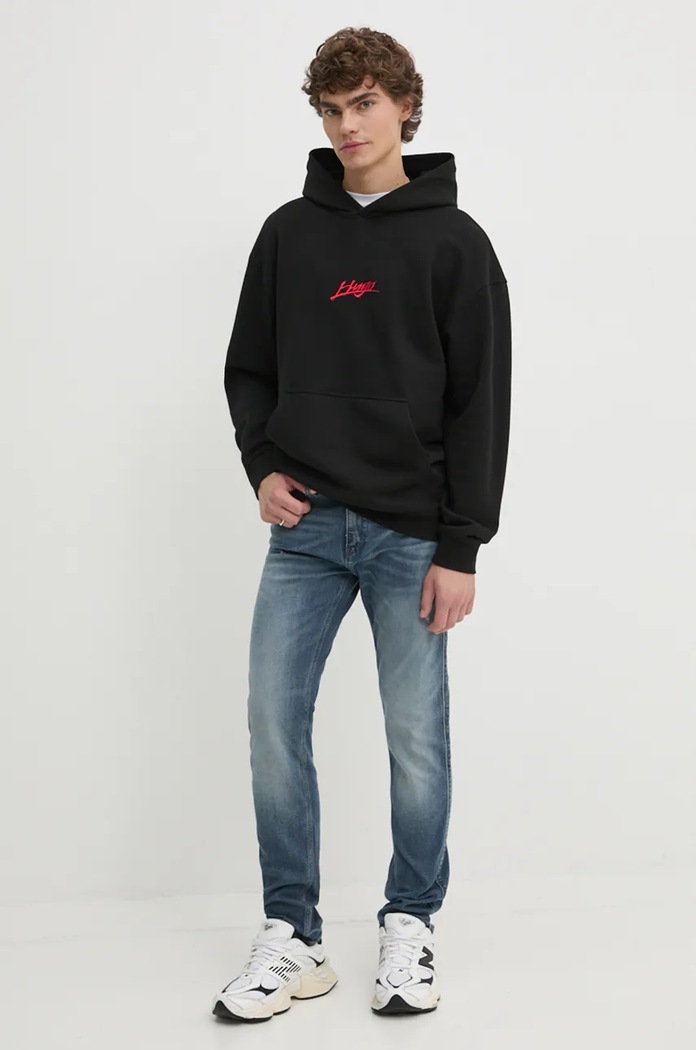 HUGO hanorac de bumbac 50521070 negru AW24