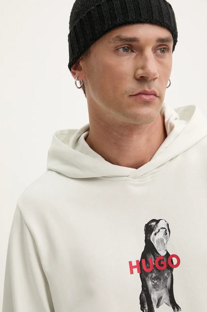 HUGO bluza bawełniana 50525054 beżowy AW24