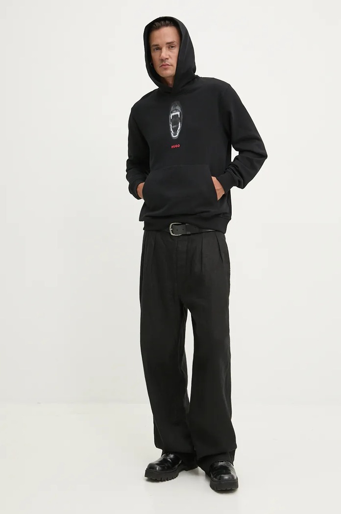 HUGO bluza bawełniana 50525054 czarny AW24