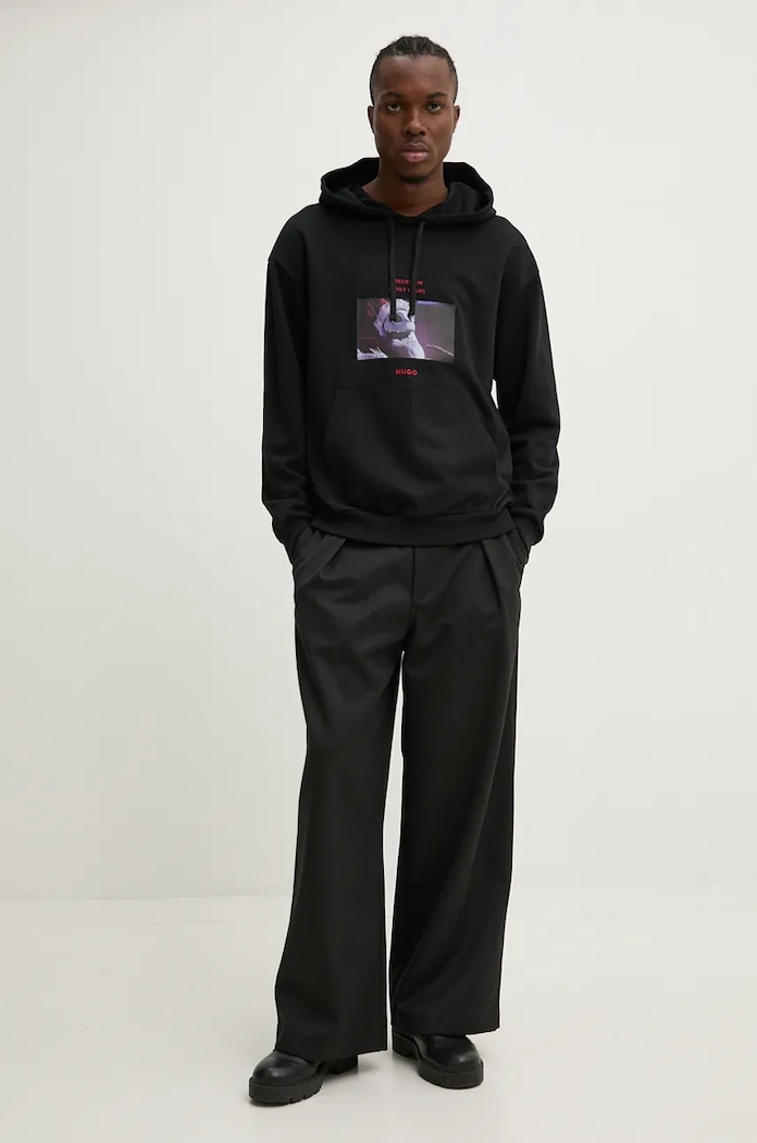 HUGO bluza bawełniana 50537985 czarny AW24