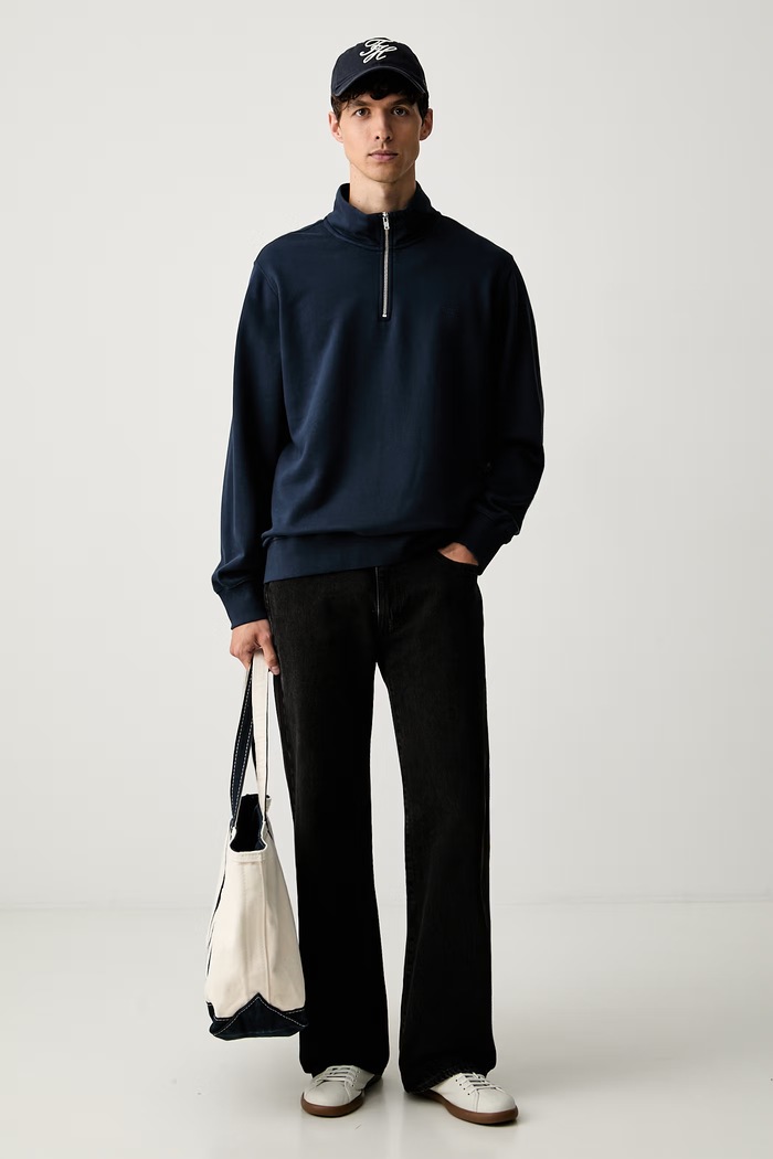 Levi's Bluza męska bawełniana ORIGINAL HM 1/4 ZIP A8606 granatowy AA00