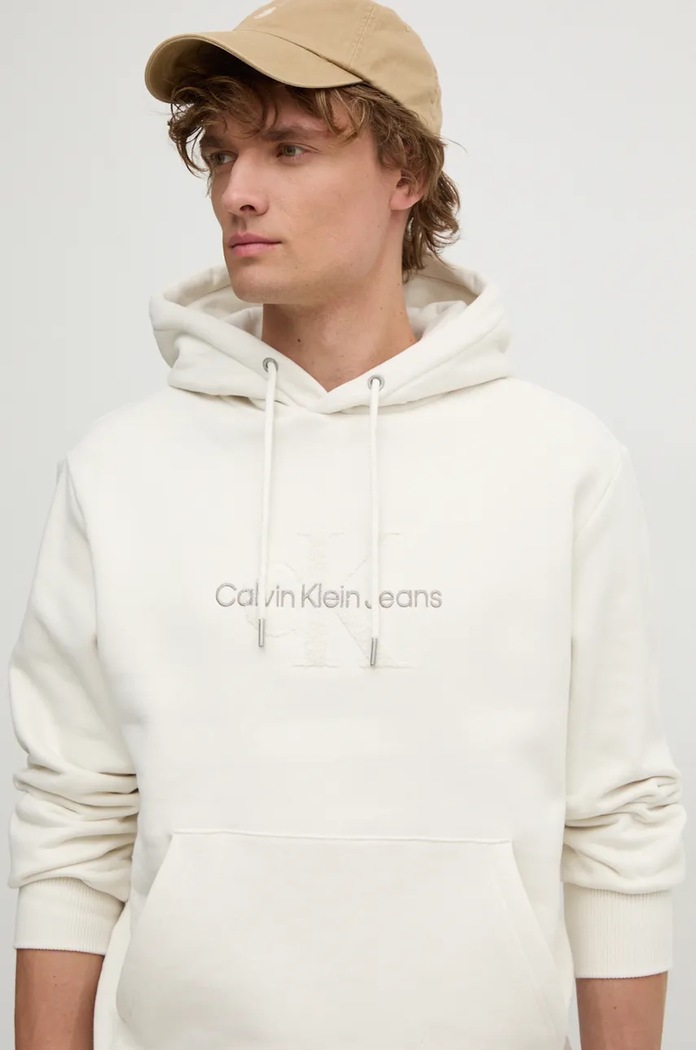 Bavlnená mikina Calvin Klein Jeans béžová J30J326637