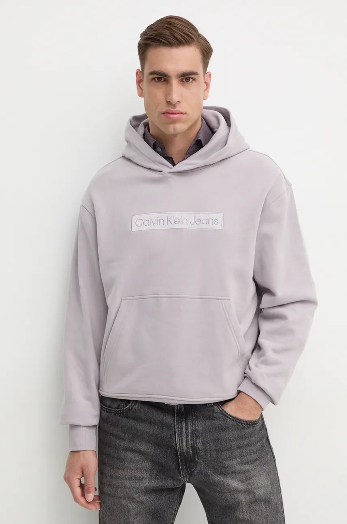 Памучен суичър Calvin Klein Jeans памук сив J30J326147