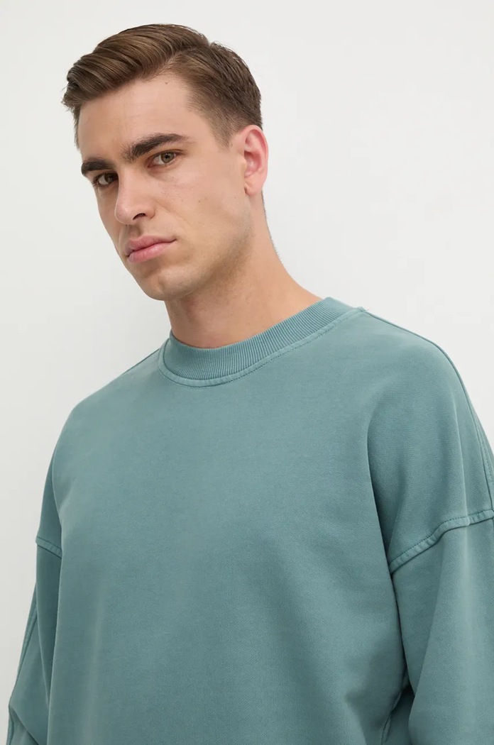 Bavlněná mikina Calvin Klein Jeans tyrkysová J30J326687