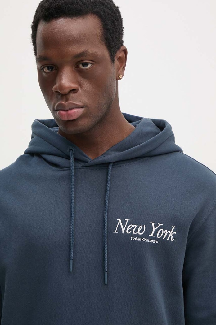 Pamučna dukserica Calvin Klein Jeans mornarsko plava J30J326876