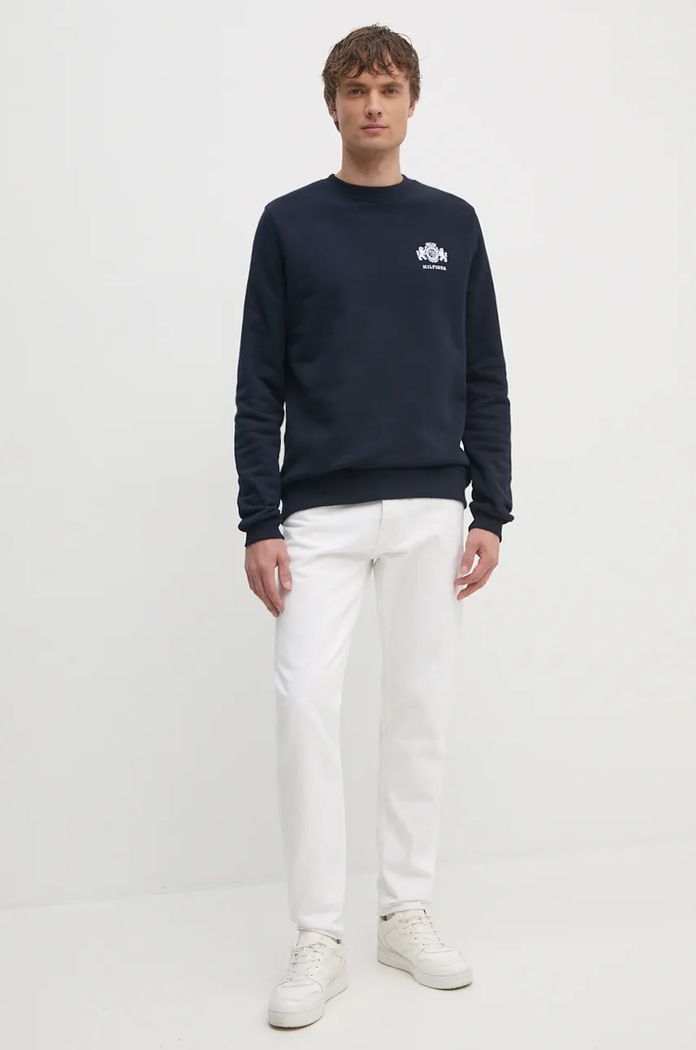 Bavlněná mikina Tommy Hilfiger MW0MW35528 námořnická modř AW24