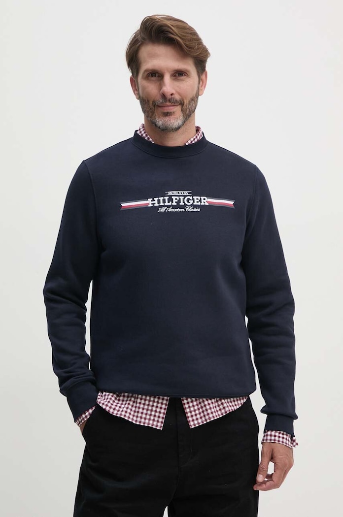 Dukserica Tommy Hilfiger print mornarsko plava MW0MW35530