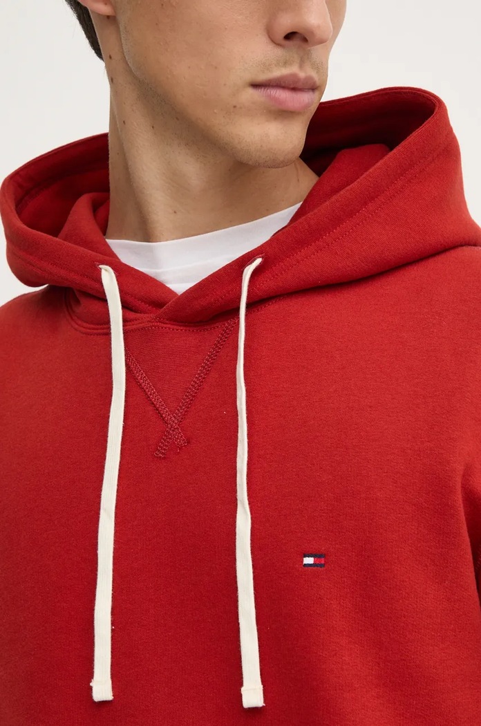 Bluza z kapturem męska z bawełną Tommy Hilfiger czerwony MW0MW37230