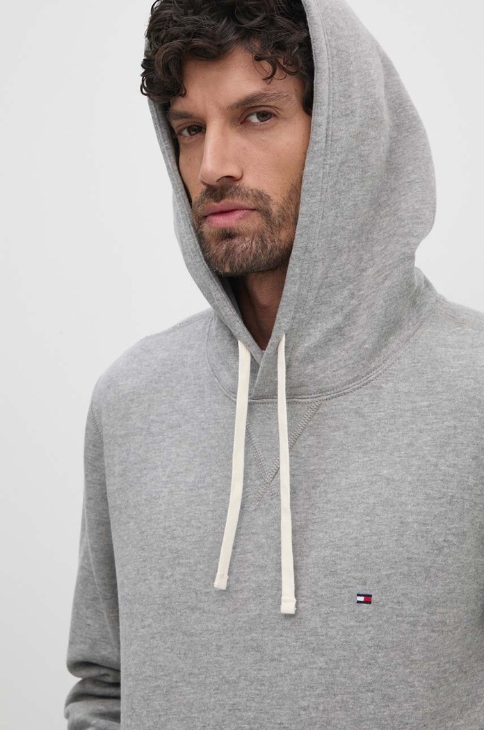 Tommy Hilfiger Hanorac cu glugă pentru bărbați cu bumbac gri MW0MW37230