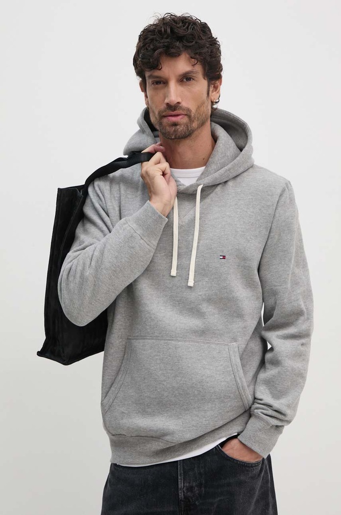 Hanorac cu glugă pentru bărbați cu bumbac Tommy Hilfiger MW0MW37230 gri