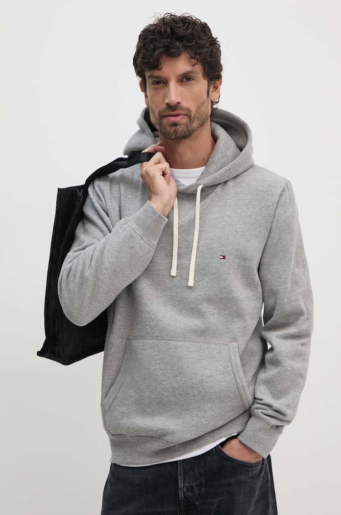 Hanorac cu glugă pentru bărbați cu bumbac Tommy Hilfiger MW0MW37230 gri